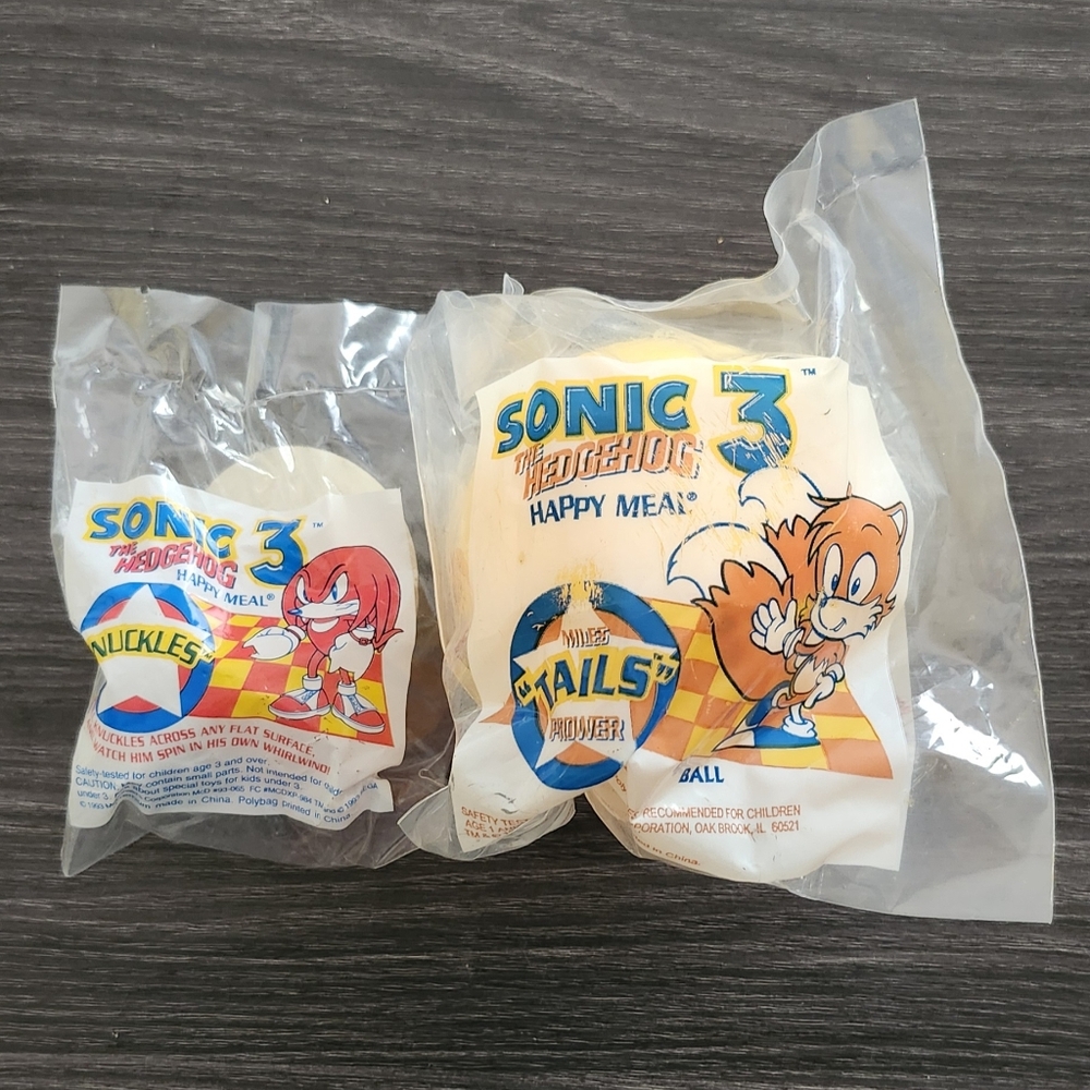 Vintage 1993 McDonalds Happy Meal Toys  Sonic the Hedgehog 3‎ Sonic Lot Of 2